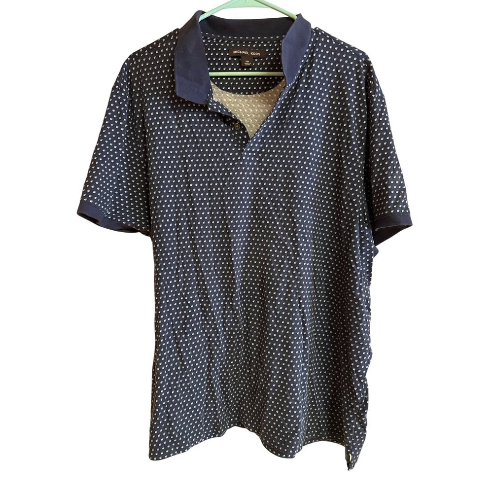 Michael Kors Mens Navy & White Polka Dot Polo Shirt XXL Cotton